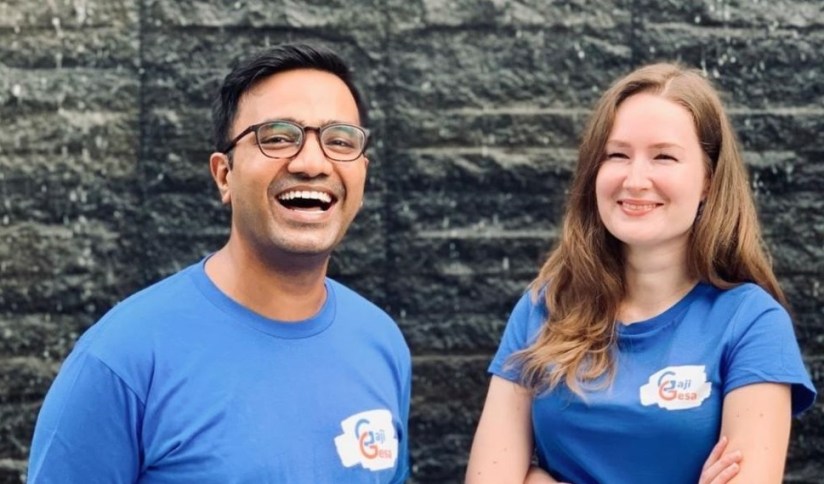 Dua co-founder GajiGesa Vidit Agrawal dan Martyna Malinowska / GajiGesa