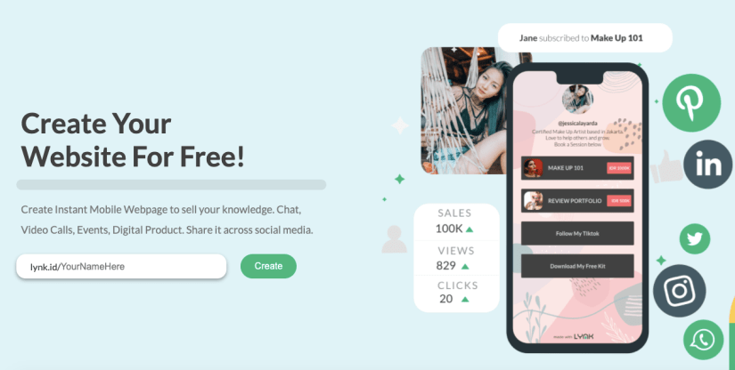 Link.id memudahkan kreator membuat laman landing page yang bisa dimonetisasi secara langsung